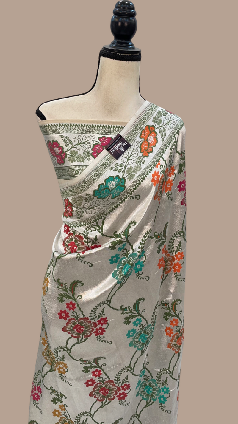 Pure Tussar Georgette Brocade Handloom Banarasi Saree - The Handlooms