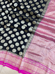 Black Khaddi Georgette Handloom Banarasi Saree - The Handlooms