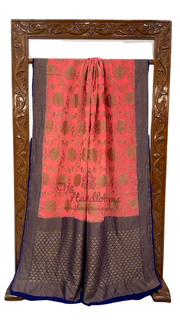 Khaddi Georgette Handloom Banarasi Saree -  Antique zari - The Handlooms
