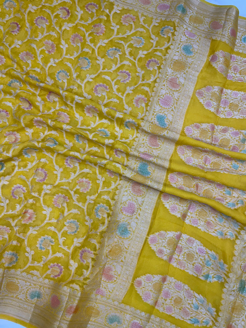 Pure Chiffon Khaddi Banarasi Saree - The Handlooms