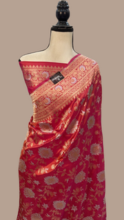 Katan Silk Banarasi Handloom Saree - All over Sona Roopa Jaal work - The Handlooms