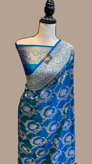 Pure Katan Silk Banarasi Handloom Saree - All over Sona Roopa Jaal work - The Handlooms