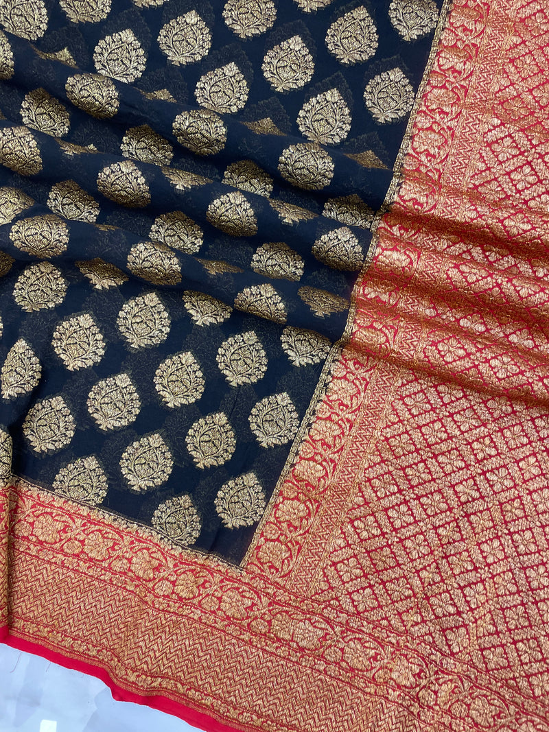 Khaddi Georgette Banarasi Saree -  Antique zari - The Handlooms