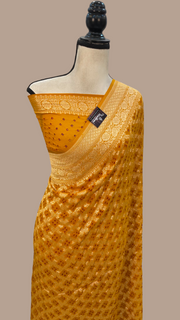 Pure Georgette Banarasi Bandhej Handloom Saree - The Handlooms