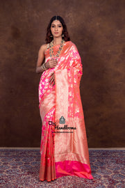 Pure Katan Silk Banarasi Handloom Saree - All Over Jaal Work - The Handlooms