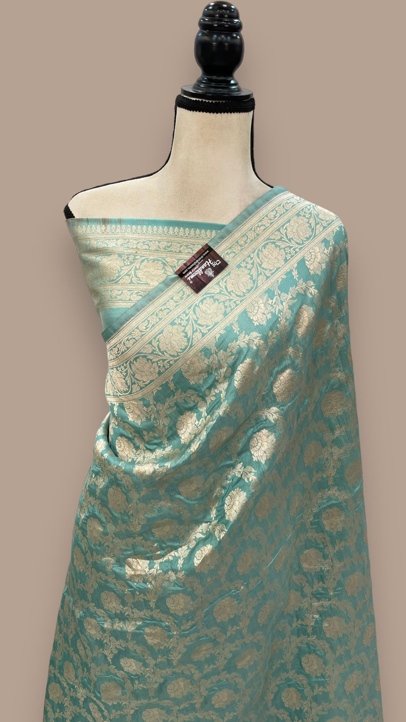 Pure Katan Silk Banarasi Handloom Saree - All over Jaal work - The Handlooms