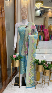 Khaddi Georgette Banarasi Dress material - The Handlooms