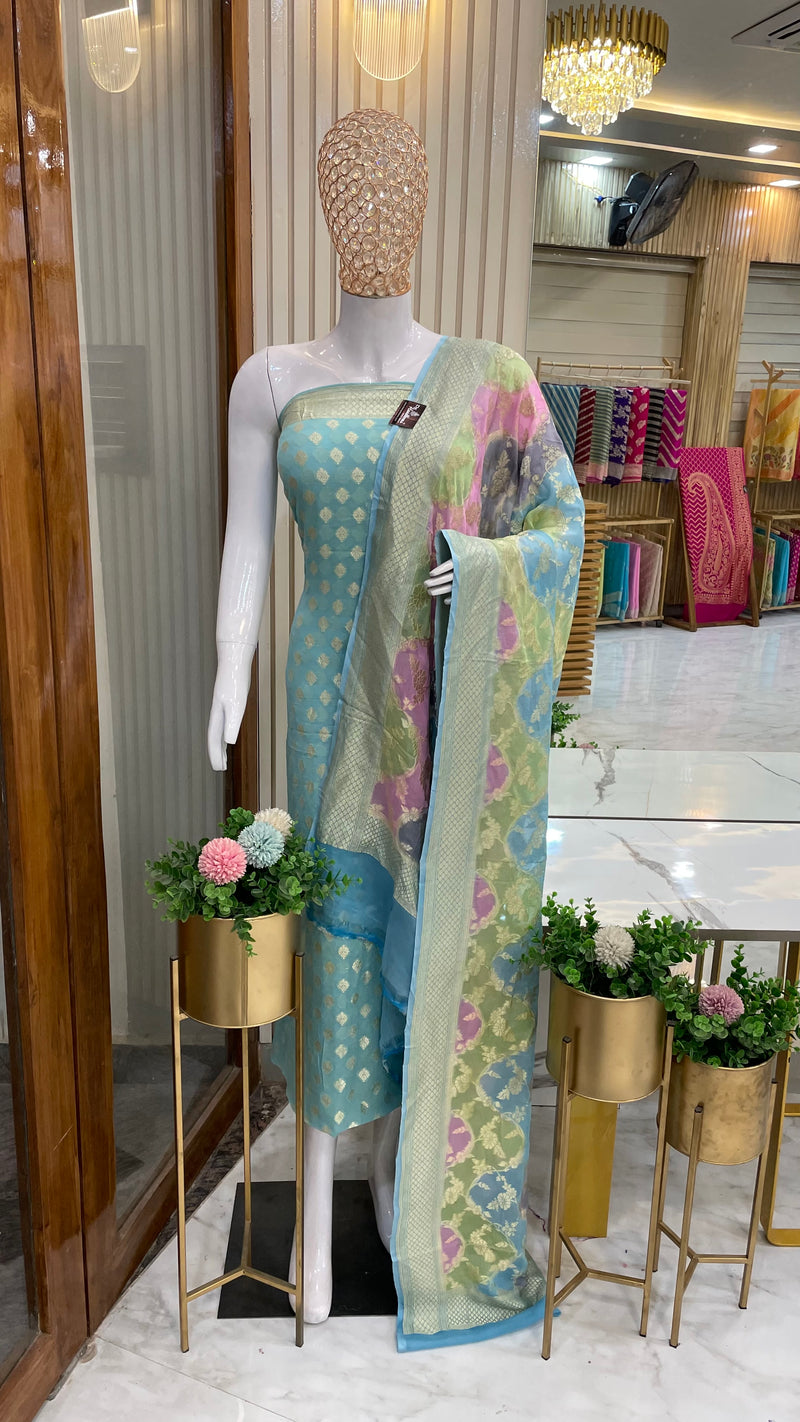 Khaddi Georgette Banarasi Dress material - The Handlooms