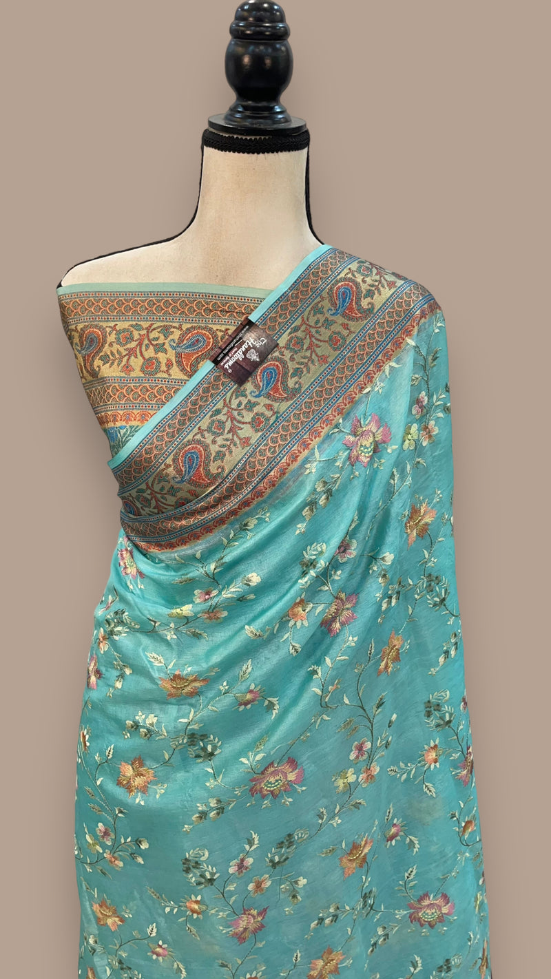 Tussar Silk Handloom Banarasi Saree With Chikankari - The Handlooms