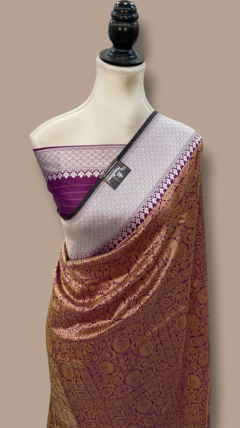 Regal Pure Katan Silk Banarasi Saree – Handwoven Tanchui Brocade