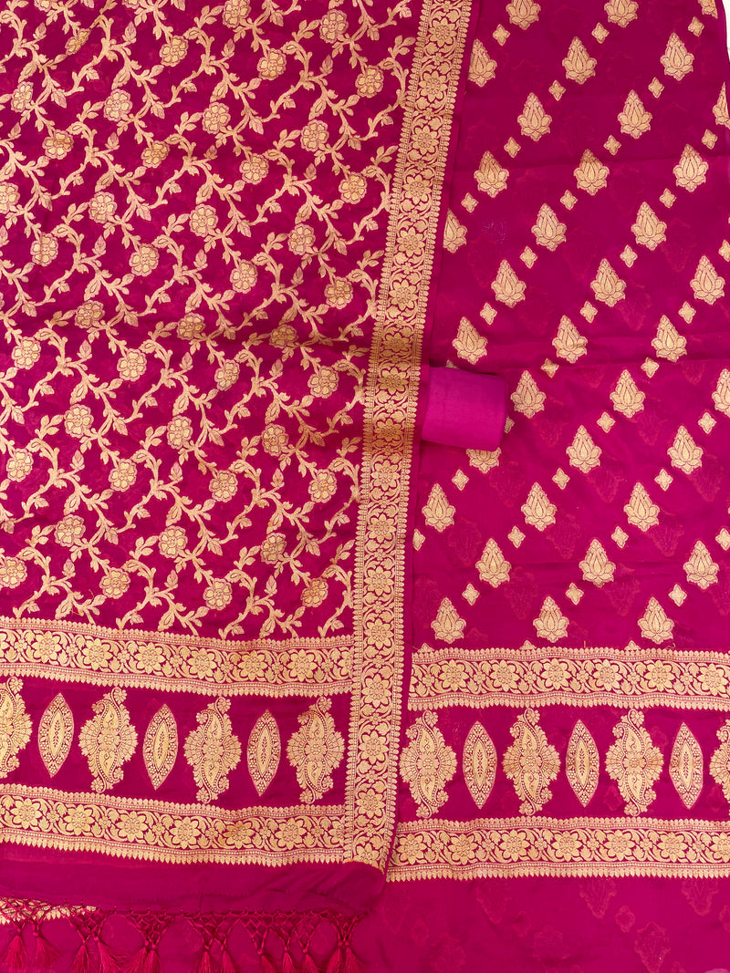 Pure Chiffon Khaddi Banarasi Dress material - The Handlooms