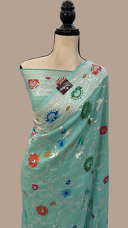 Tussar Georgette Handloom Banarasi Saree - The Handlooms