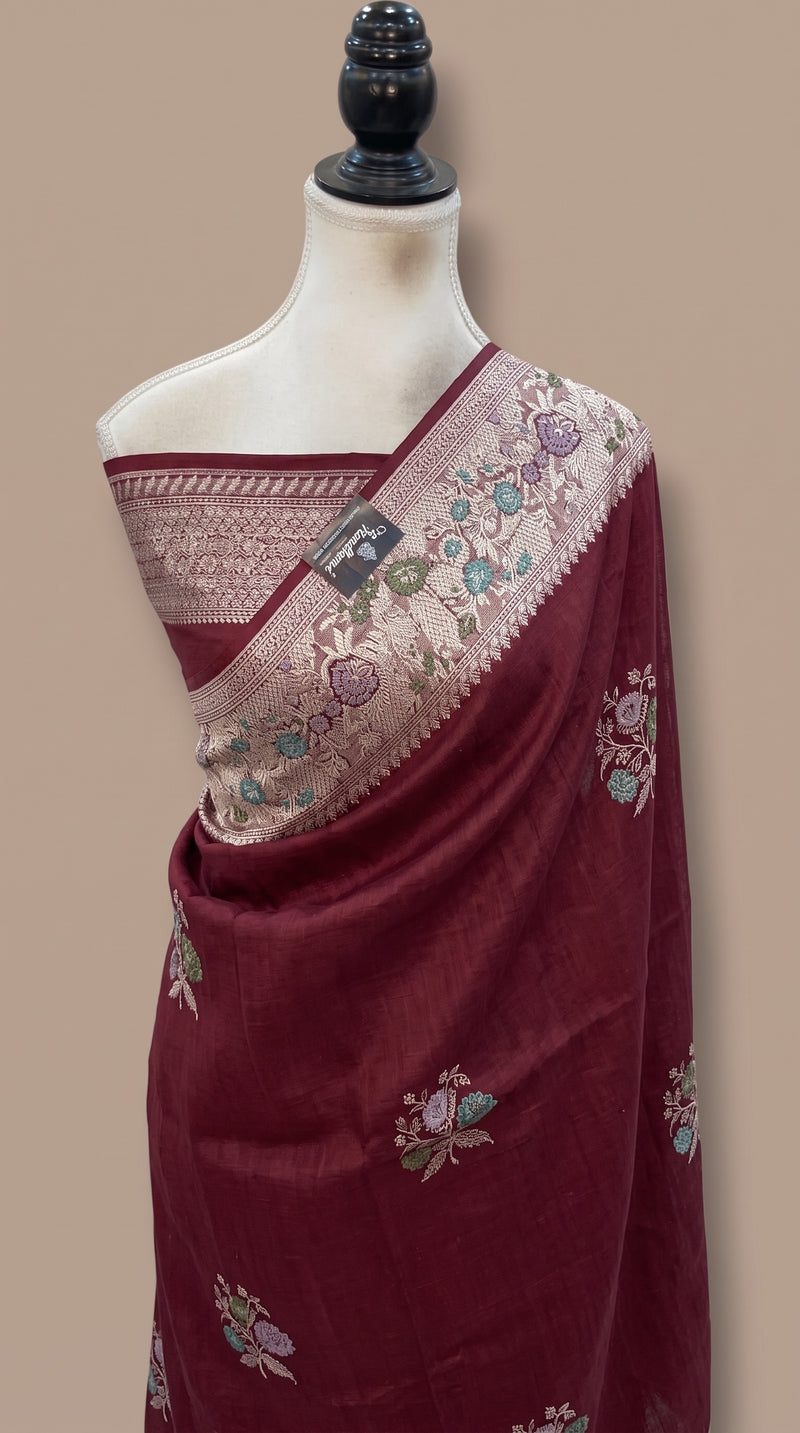 Pure Tussar Georgette Handloom Banarasi Saree - All Over Kadua Motifs With Meenakari