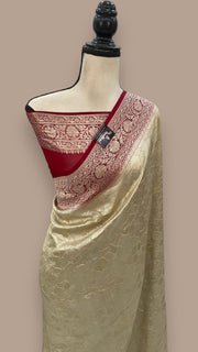 Khaddi Georgette Handloom Banarasi Saree - Tanchui Brocade - The Handlooms