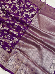 Pure Katan Silk Banarasi Handloom Saree - All Over Jaal Work - The Handlooms