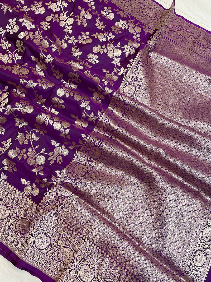 Pure Katan Silk Banarasi Handloom Saree - All Over Jaal Work - The Handlooms