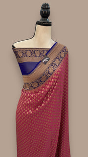 Khaddi Georgette Handloom Banarasi Saree -  Antique zari - The Handlooms