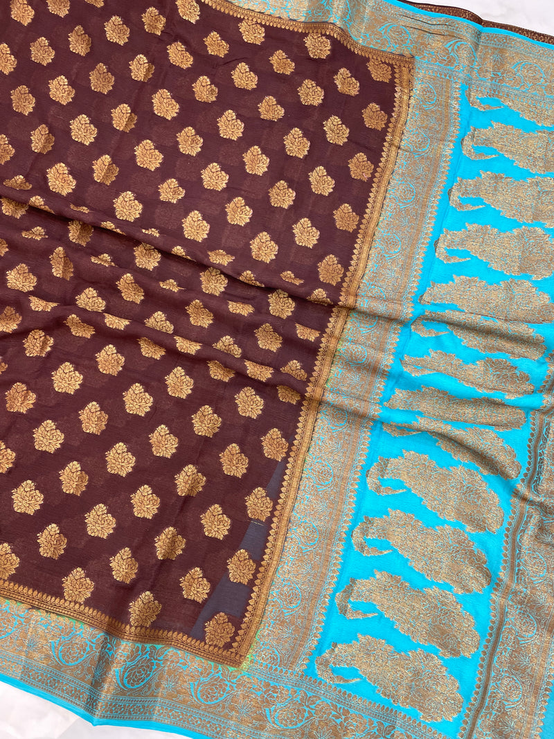 Pure Chiffon Khaddi Banarasi Saree - The Handlooms