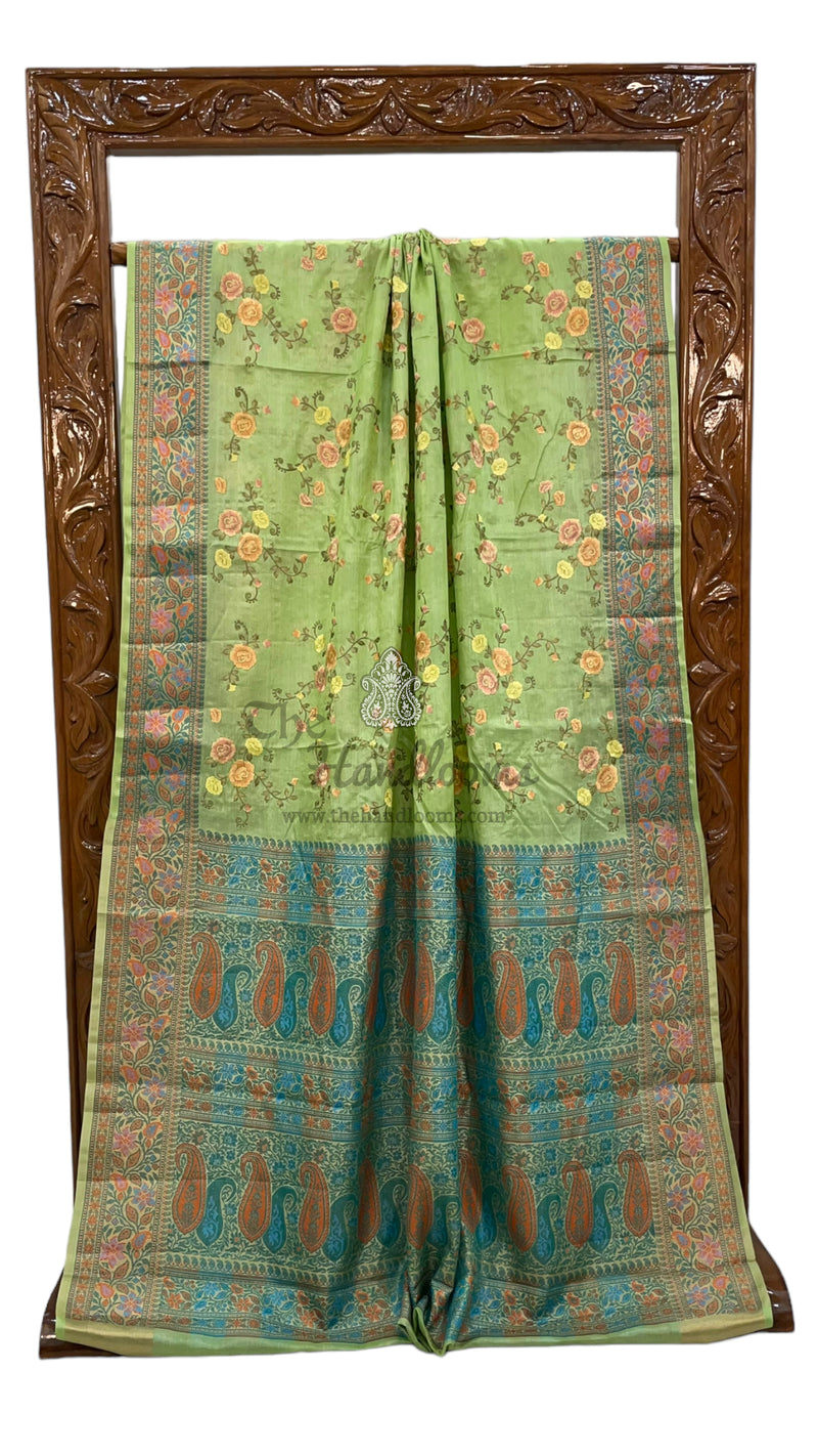 Tussar Silk Handloom Banarasi Saree With Chikankari - The Handlooms