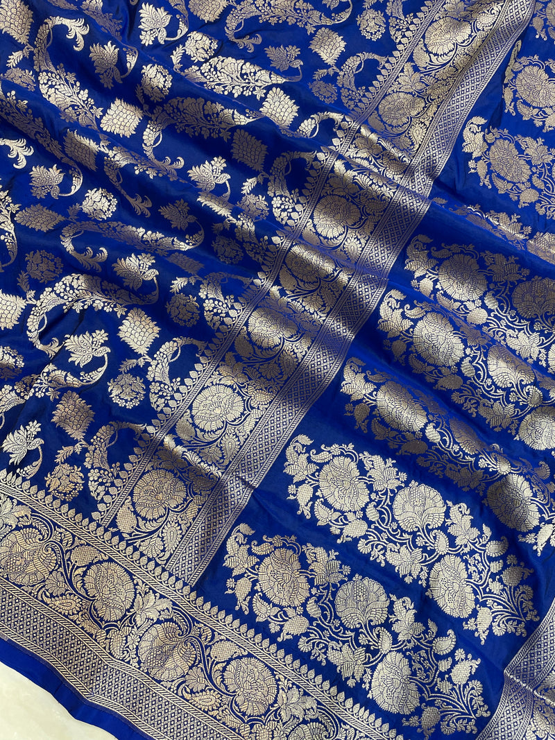 Pure Katan Silk Banarasi Handloom Saree - All Over Jaal Work - The Handlooms