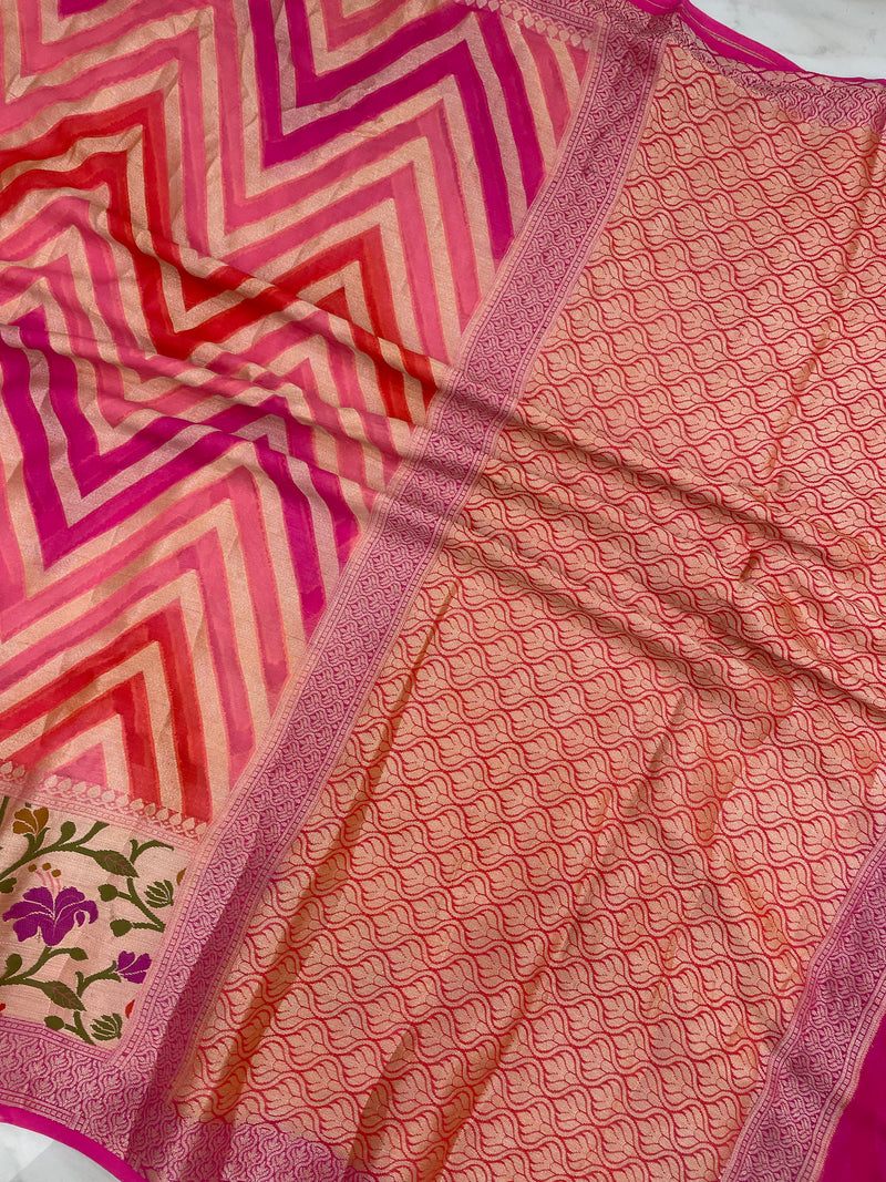 Rangkat Pure Chiffon Khaddi Banarasi Saree - The Handlooms