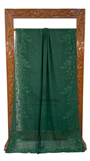 Pure Georgette Chikankari Handloom Banarasi Saree - The Handlooms