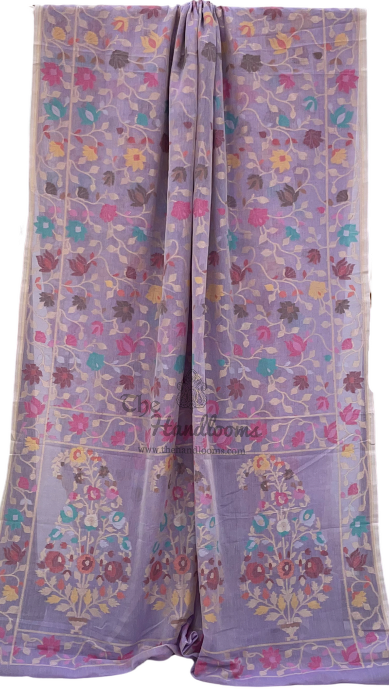 Pure Cotton Jamdani Handloom Banarasi Saree - The Handlooms