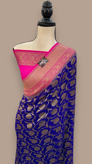 Khadki Georgette Banarasi Saree -  Antique zari - The Handlooms