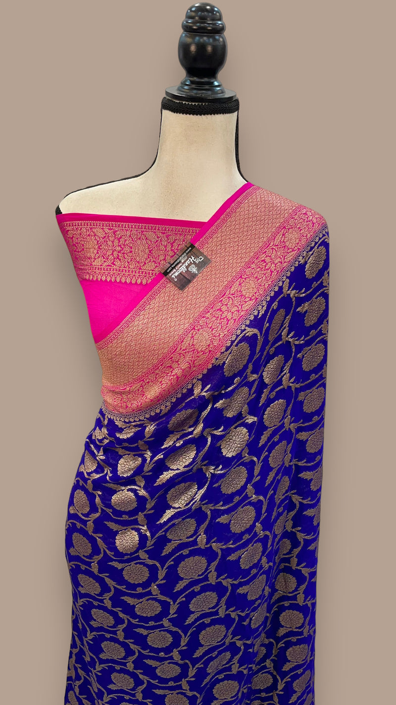Khadki Georgette Banarasi Saree -  Antique zari - The Handlooms