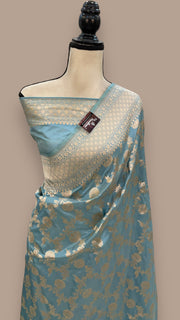 Pure Katan Silk Banarasi Handloom Saree - All over Jaal work - The Handlooms