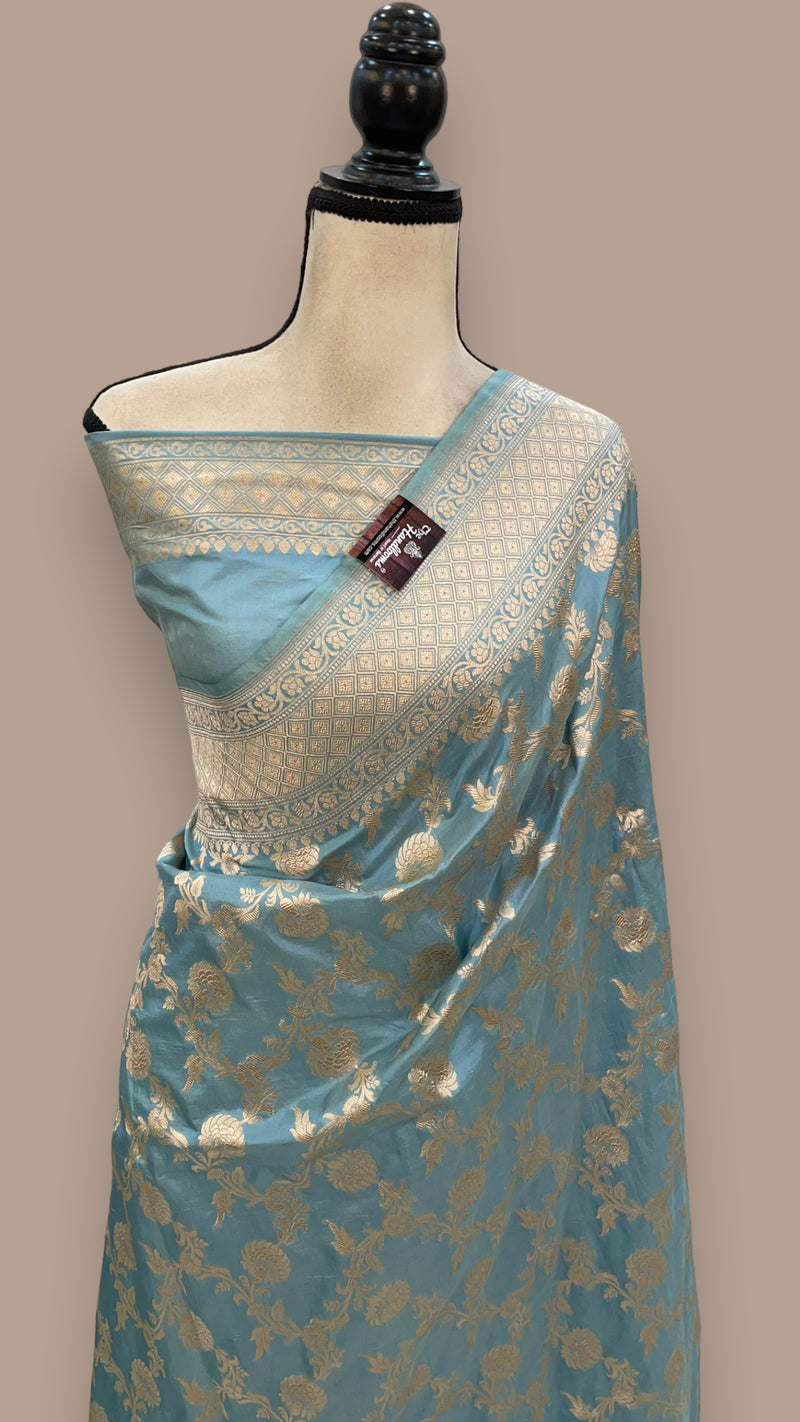 Pure Katan Silk Banarasi Handloom Saree - All over Jaal work - The Handlooms