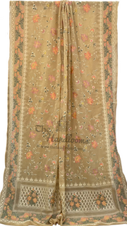 Pure Georgette Chikankari Handloom Banarasi Saree - The Handlooms