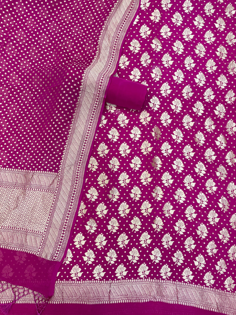 Pure Khaddi Georgette Banarasi Dress material - The Handlooms