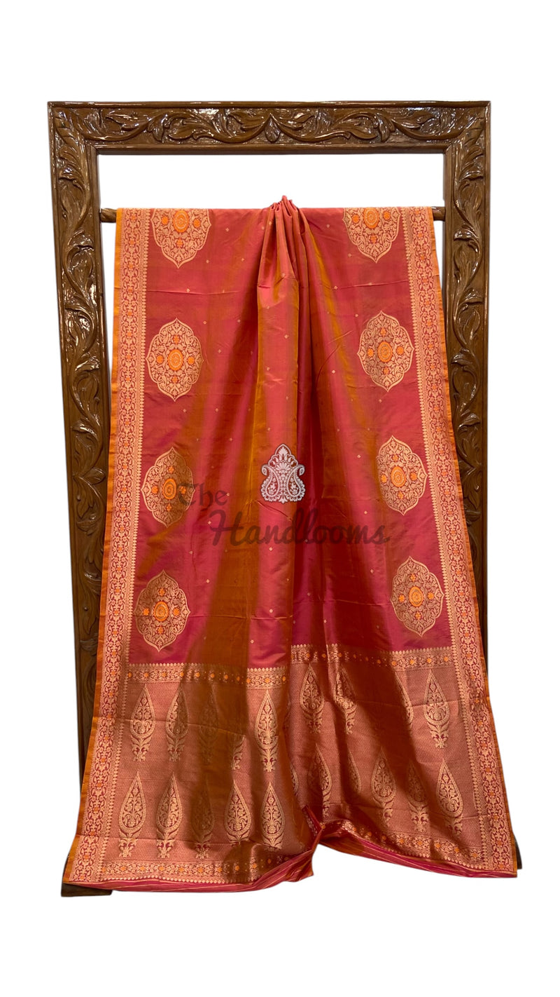 Pure Katan Silk Banarasi Handloom Saree - All Over Kadua Motifs With Meenakari