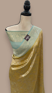Khaddi Georgette Handloom Banarasi Saree - Tanchui Brocade - The Handlooms