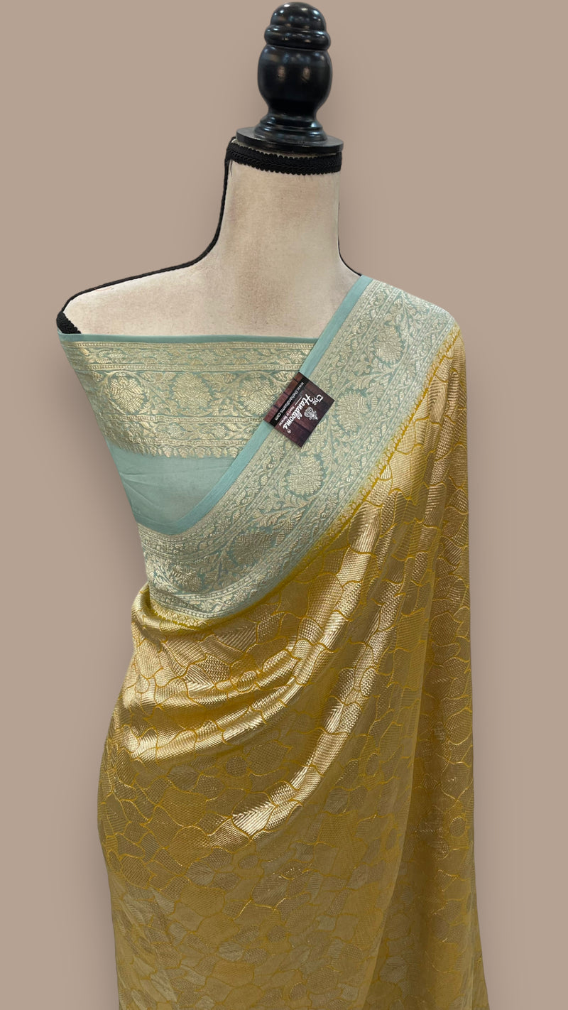 Khaddi Georgette Handloom Banarasi Saree - Tanchui Brocade - The Handlooms