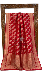 Pure Katan Silk Banarasi Handloom Saree - All over Sona Roopa Jaal work - The Handlooms