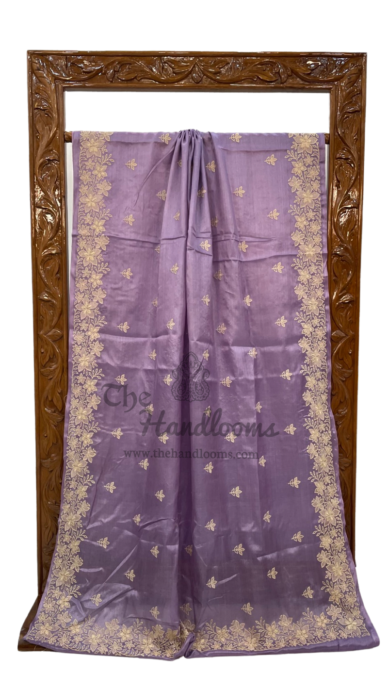 Tussar Silk Handloom Banarasi Saree With Chikankari - The Handlooms