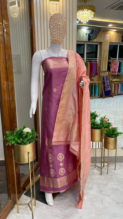 Pure Katan Silk Handlooms Banarasi Dress material all over sona roopa
