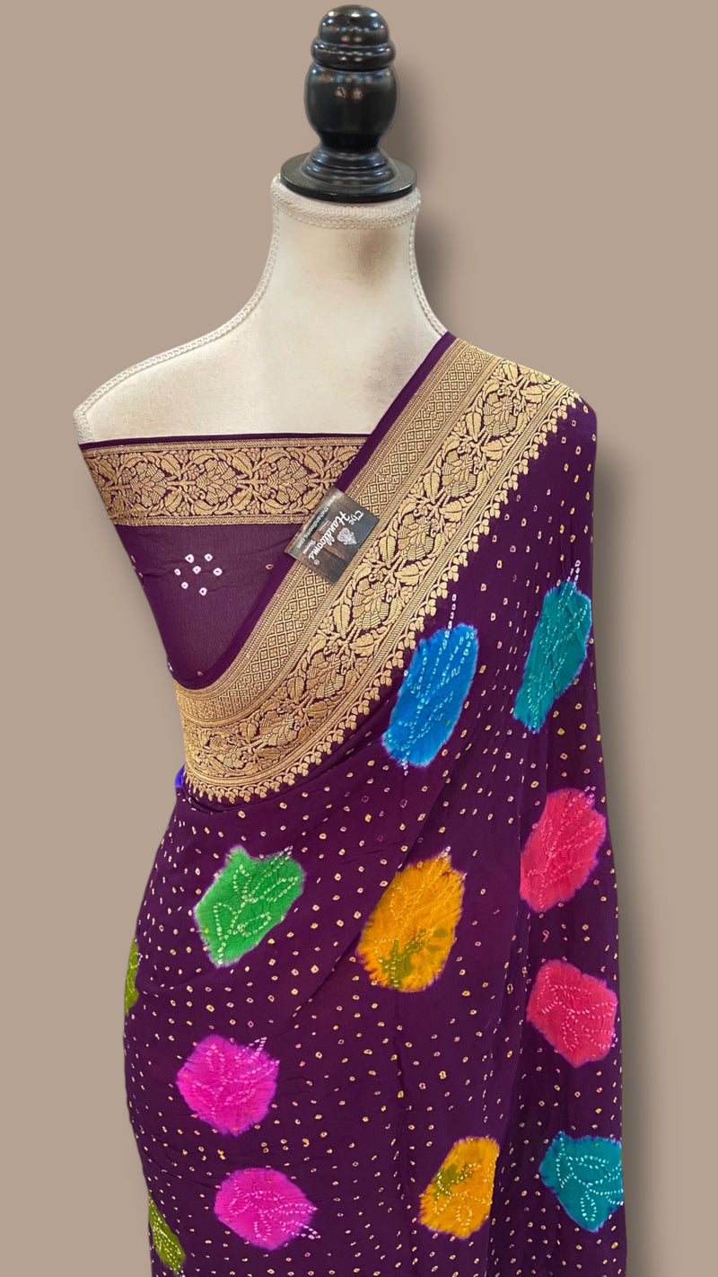 Pure Georgette Banarasi Bandhej Handloom Saree