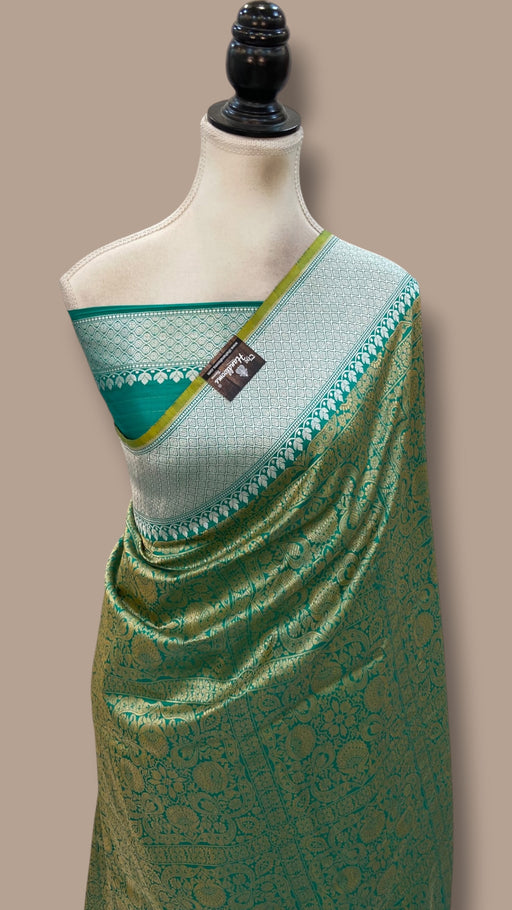 Regal Pure Katan Silk Banarasi Saree – Handwoven Tanchui Brocade - The Handlooms