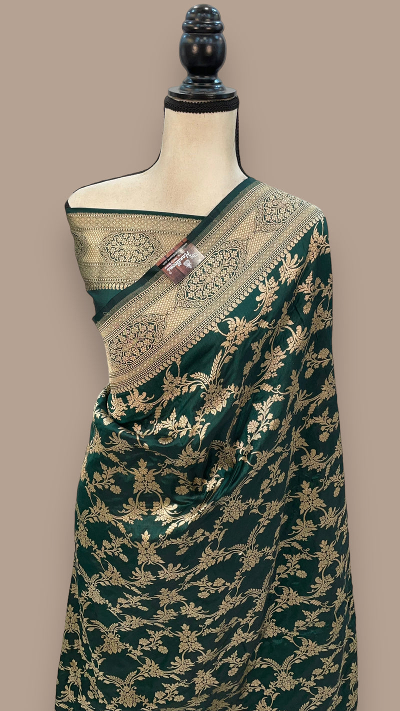 Pure Katan Silk Banarasi Handloom Saree - All over Jaal work - The Handlooms