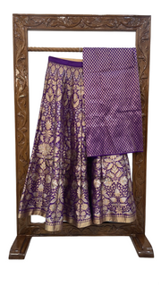 Pure Katan Silk Handloom Banarasi Lehenga All Over Sona Roopa Jaal Work With Stitched - The Handlooms
