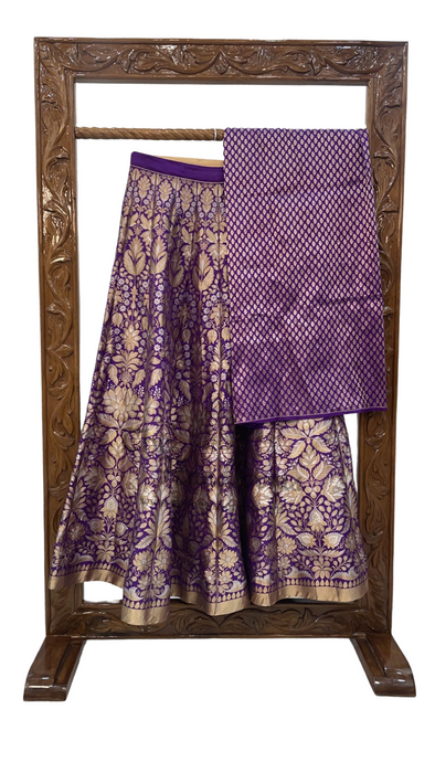 Pure Katan Silk Handloom Banarasi Lehenga All Over Sona Roopa Jaal Work With Stitched