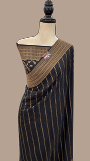 Pure Khaddi Crepe Georgette Banarasi Saree -  Antique zari - The Handlooms