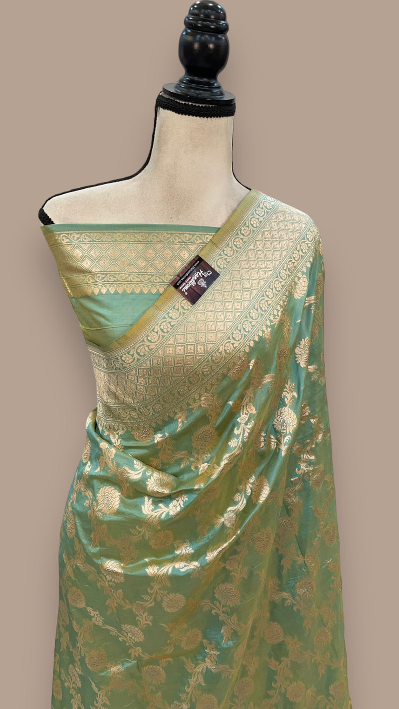 Pure Katan Silk Banarasi Handloom Saree - All over Jaal work - The Handlooms