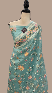 Pure Organza Chikankari Handloom Banarasi Saree - The Handlooms