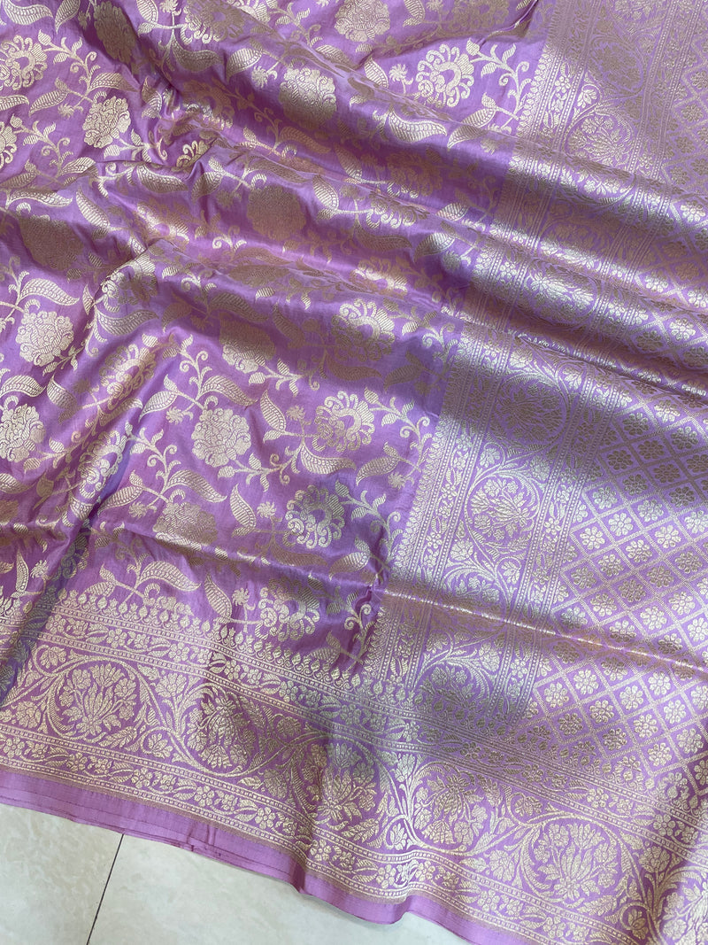 Pure Katan Silk Banarasi Handloom Saree - All Over Jaal Work - The Handlooms