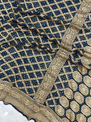 Pure Georgette Banarasi Bandhej Handloom Saree - The Handlooms