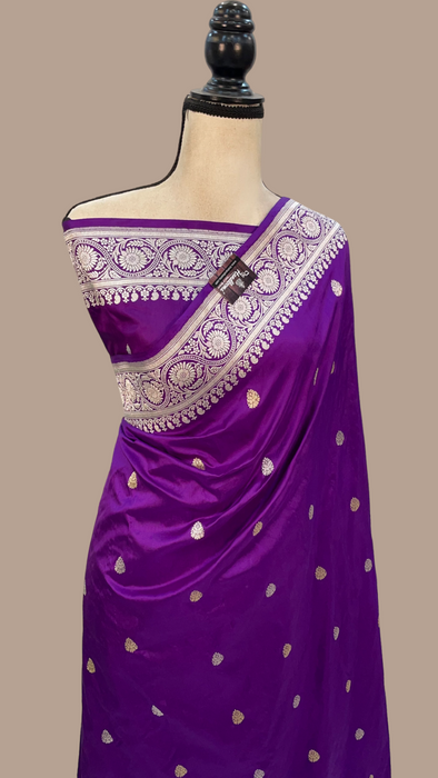 Pure Katan Silk Banarasi Handloom Saree - All over Roopa Sona Kadua motifs
